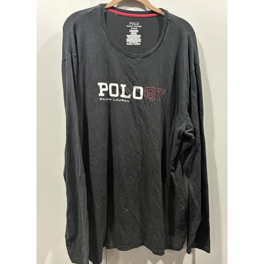 Polo Ralph Lauren POLO 67 Black Long Sleeve Graphic Tee XL Cotton Modal
